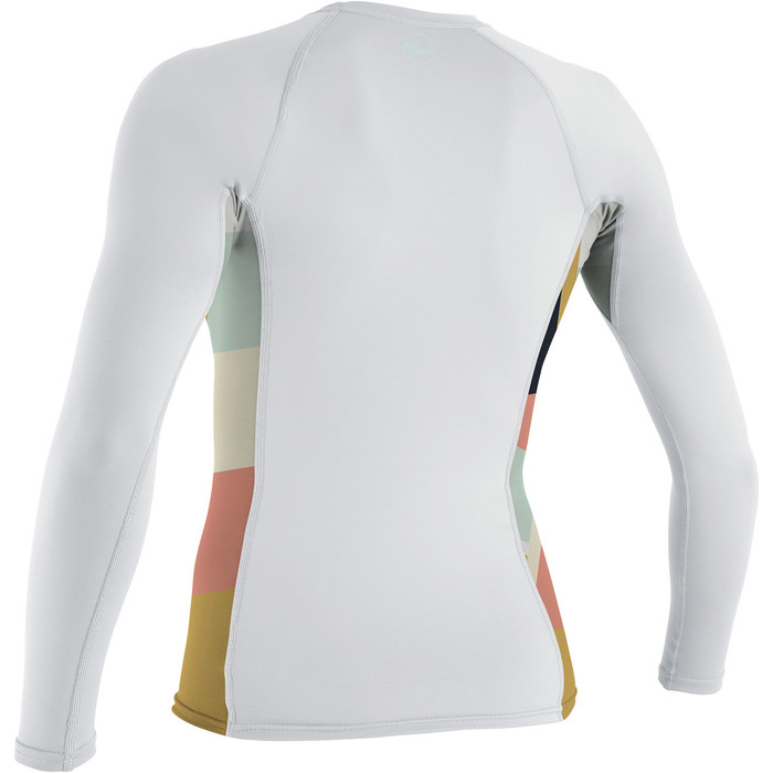 2022 O'neill Gilet Da Donna Manica Lunga In Lycra Vest Con Stampa Laterale 5406s - Bianco / Gelsomino